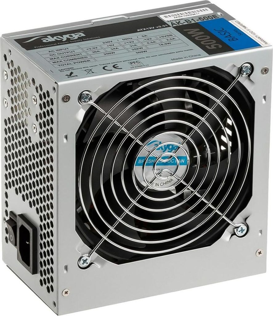 Akyga AK-B1-500E Zasilacz ATX 500W PPFC P4 3x SATA 2x Molex FAN 12cm