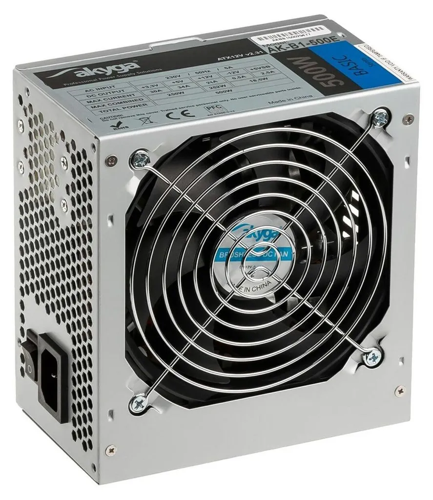 Alimentatore ATX Akyga 500W AK-B1-500E per Postazioni Lavoro e Office