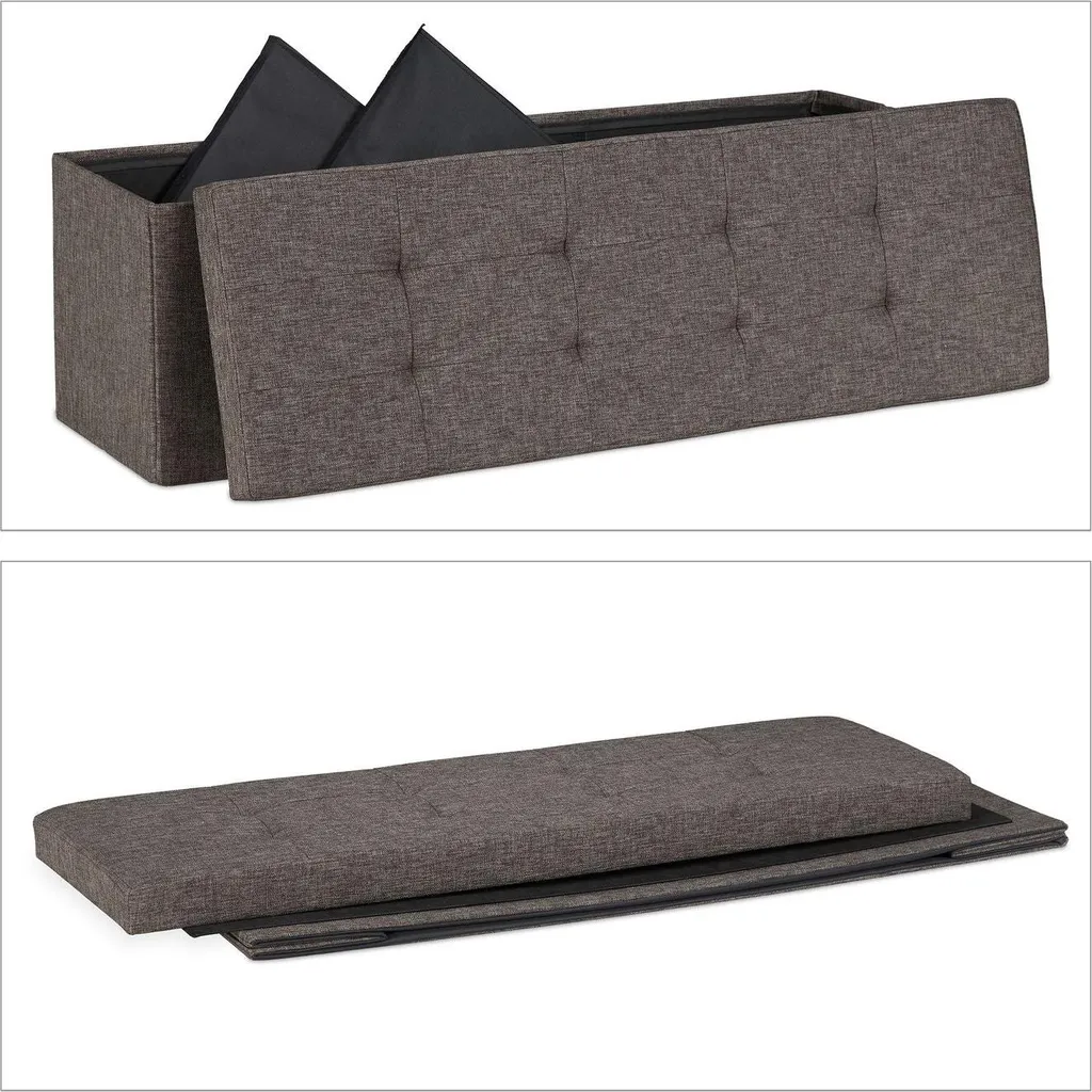 Banc à 3 compartiments modulable avec coussin gris anthracite amovible