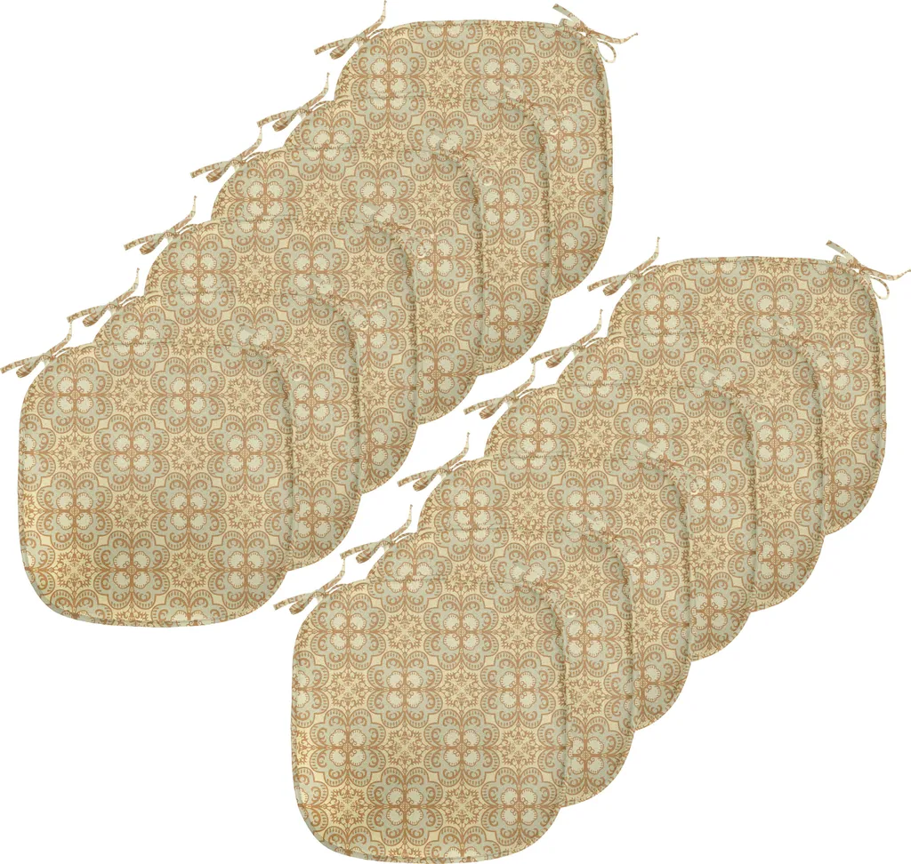 ABAKUHAUS Rivestimenti beige per sedie da sala da pranzo, damasco vintage boemo, cuscini decorativi impermeabili con cinturini per sedie da cucina, 40 cm x 40 cm, confezione da 12, beige crema