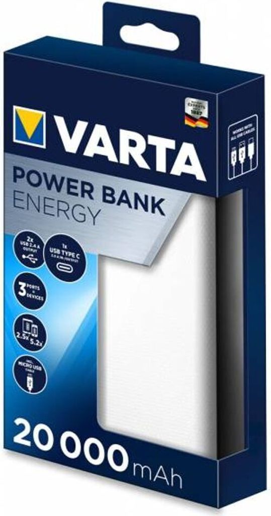 Varta Power Bank Energy 20000 20.000mAh, 2xUSB A, 1xUSB C Produktbild 8