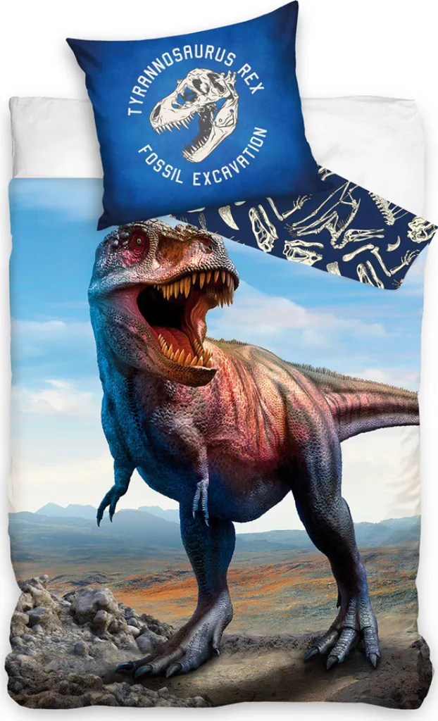 Housse de couette T-Rex Immortal 100% coton - Motif dinosaure réaliste