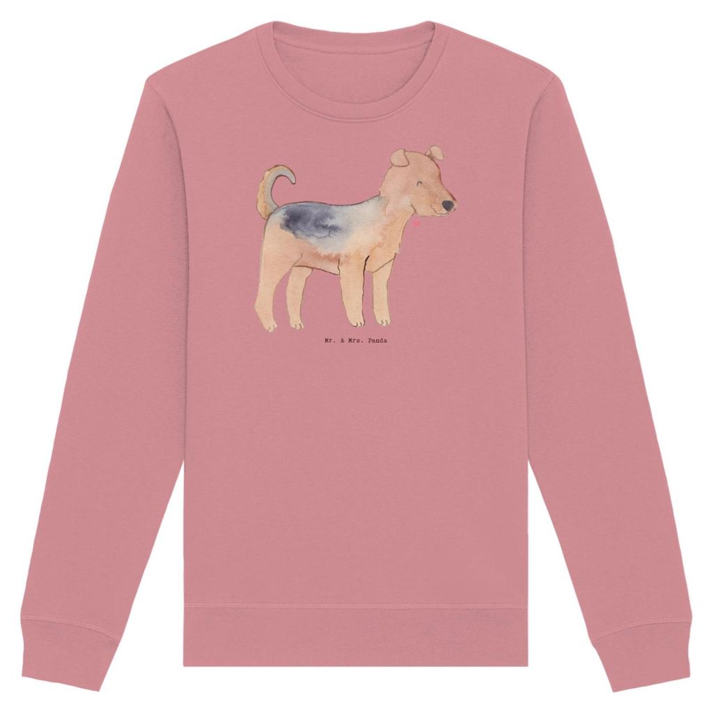 Mr. & Mrs. Panda Rundhals Pullover Airedale Terrier Moment Größe L - Canyon Pink - Geschenk, Sweater, Sweatshirt, Pulli, Baumwoll