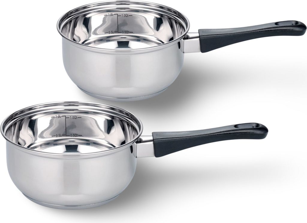 2 Stück Edelstahl Kasserolle "Turin" Kochtopf Set 16cm Töpfeset Töpfe Topf o. Deckel