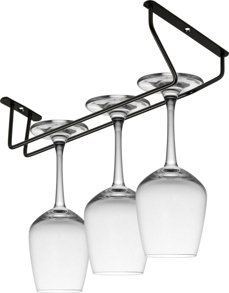 Gläserhalter Gläserschiene Glashalter Weinglashalter Gläserregal Bar SCHWARZ 30cm