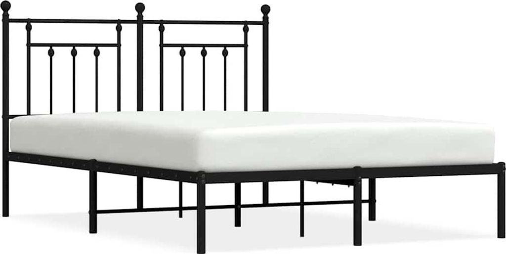 vidaXL Postel s čelem kovová černá 140x200 cm Obrázek produktu 