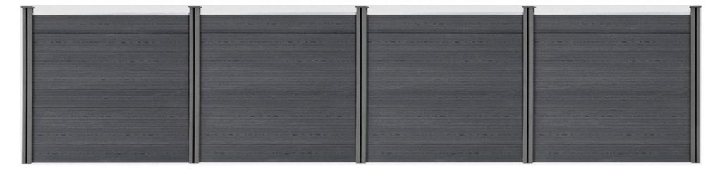 WPC Gartenzaun Grau mit Pfosten als Sicht- und Windschutz Lamellenzaun 165 x 618 cm