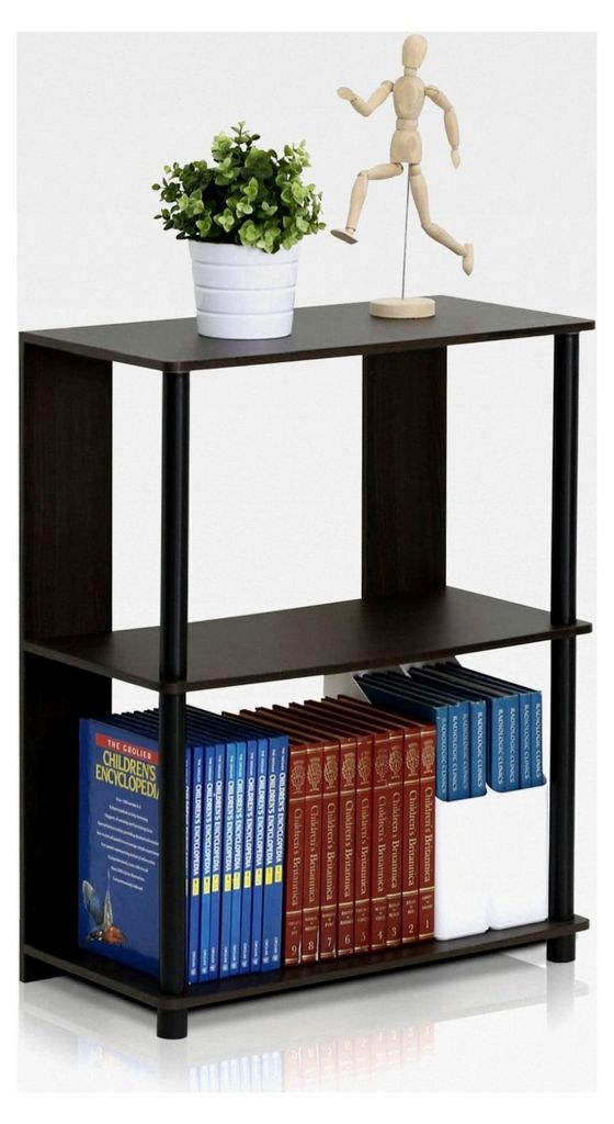 Regal JAYA mit schlichtem Design und 3 Ebenen, Holz, Walnuss/Schwarz, 29,46 x 59,94 x 75,69 cm