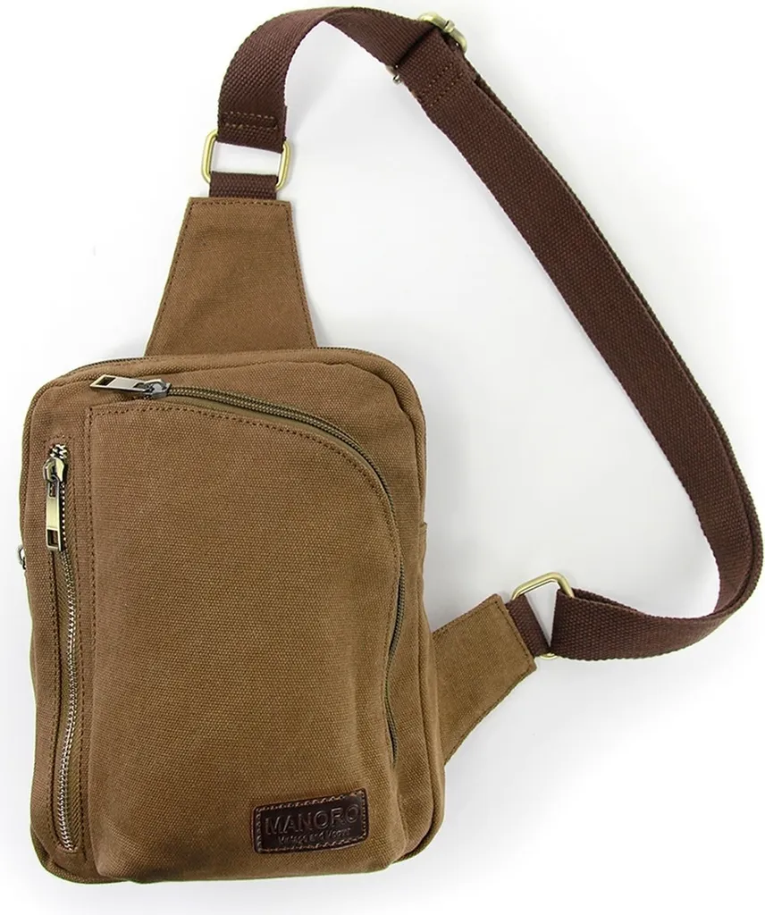 Borsello Uomo Manoro Tela Khaki - Crossbody Casual 19x5x25cm