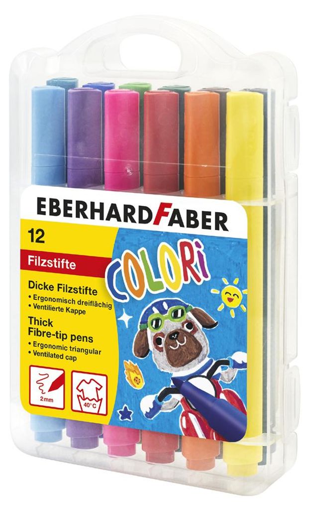 EBERHARD FABER Dicke Fasermaler COLORI 12er Kunststoffetui Produktbild 