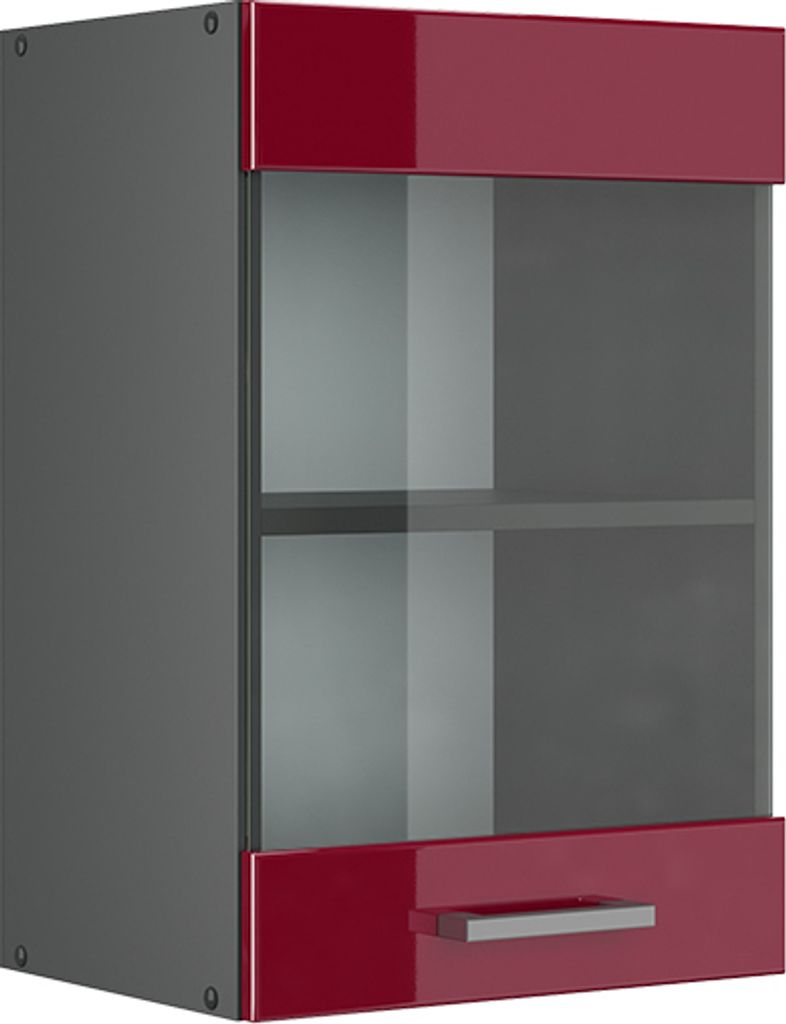 Küchenglasschrank Vicco R-Line Rot Hochglanz 40 cm, Model Produktbild 