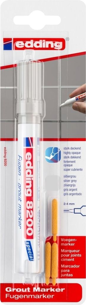 Spezialmarker edding 8200 Fugenmarker Rep. &Pflegen zu Hause 2-4mm silbergrau Packung mit 5 Stück