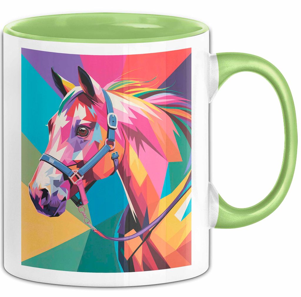 Pferde Tierliebhaber Tasse Geschenk Lustige Geschenkidee Spruch (Grün)