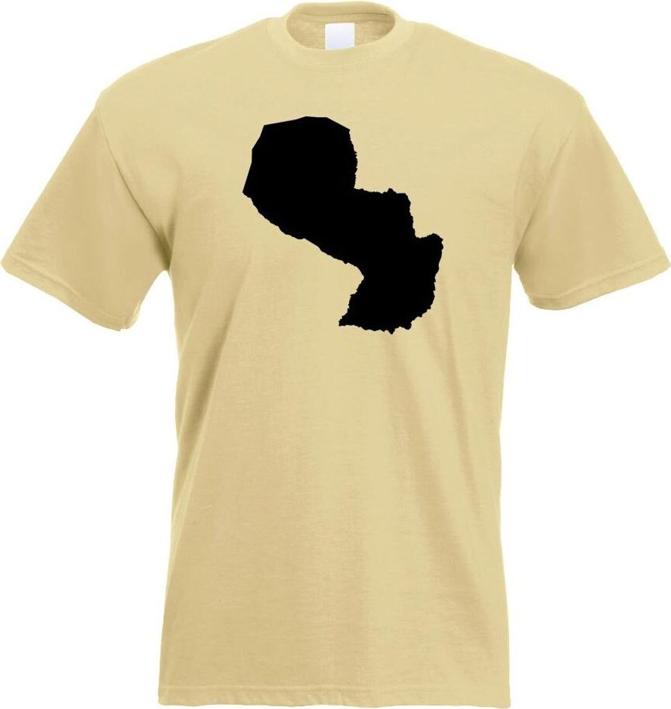 Kiwistar - T-Shirt - Khaki - Paraguay Umriss Kontur Herren Funshirt Bedruckt Design Sprüche Spruch Motive - mit Motiv Bedruckt - Funshirt Design -...