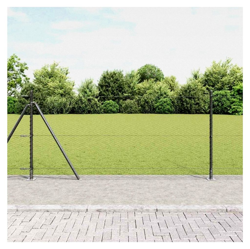Zaunpfosten Grau 50 x 0,8 m (25 mm Netz) aus Stahl und PVC für Gartenzaun, Hundezaun, Weidezaun und Hühnerzaun