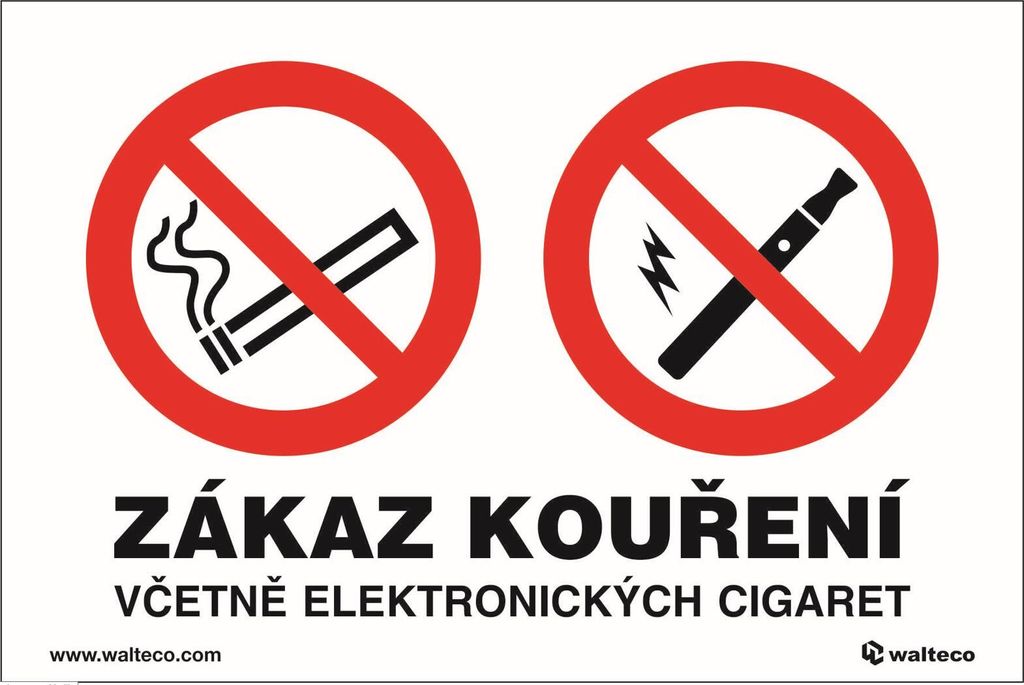 Walteco Zákaz kouření včetně elektronických cigaret, Obrázek produktu 