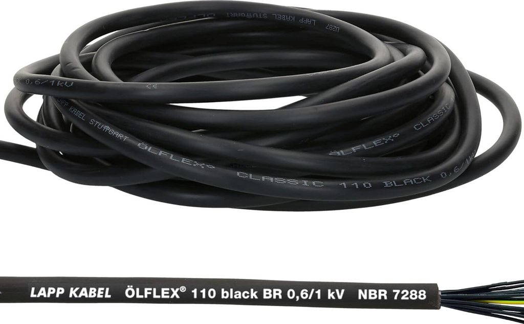 10 Meter Lapp 1120342 Ölflex Classic 110 Black 0,6/1kV PVC Steuerleitung 4x2,5 mm² mit Schutzleiter I Außenbereich I flammwidrig I Kabel 4 adrig...