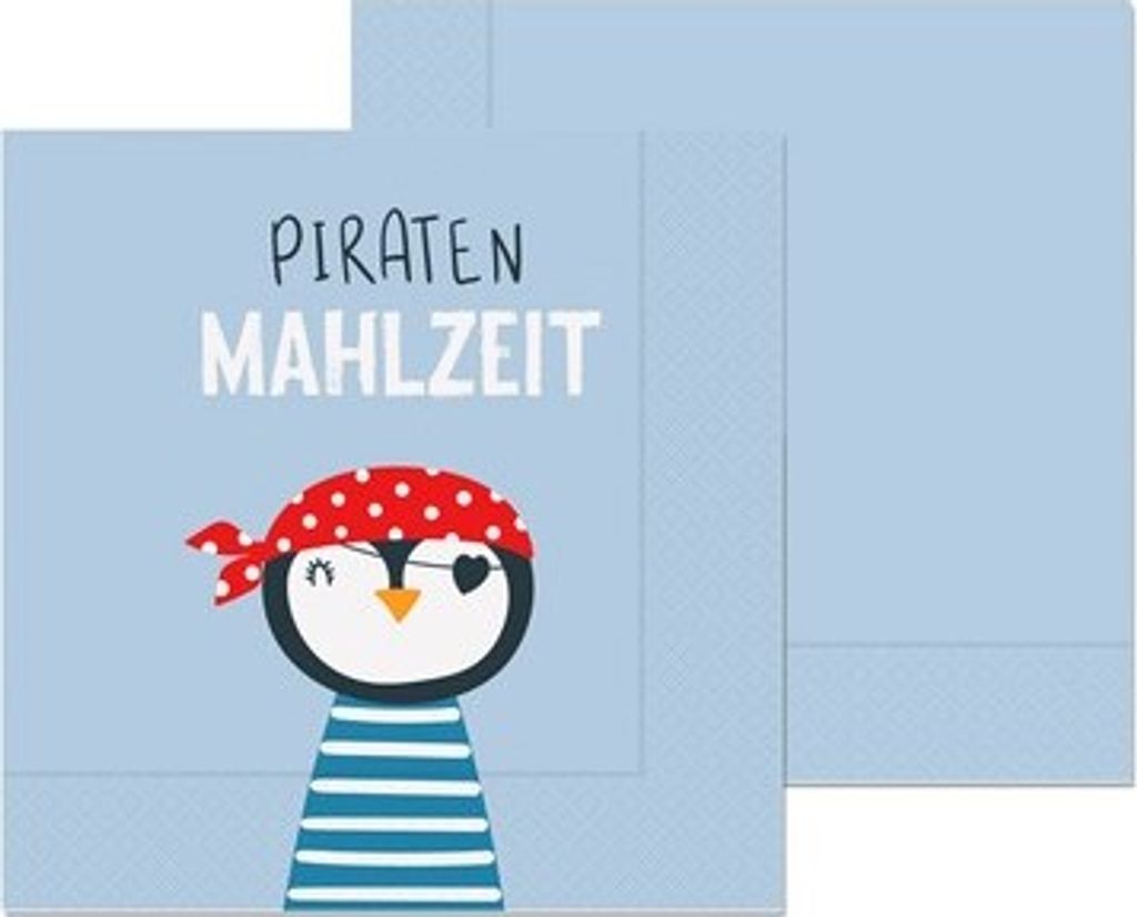 20 Servietten Pinguin - Piraten Mahlzeit 33x33cm