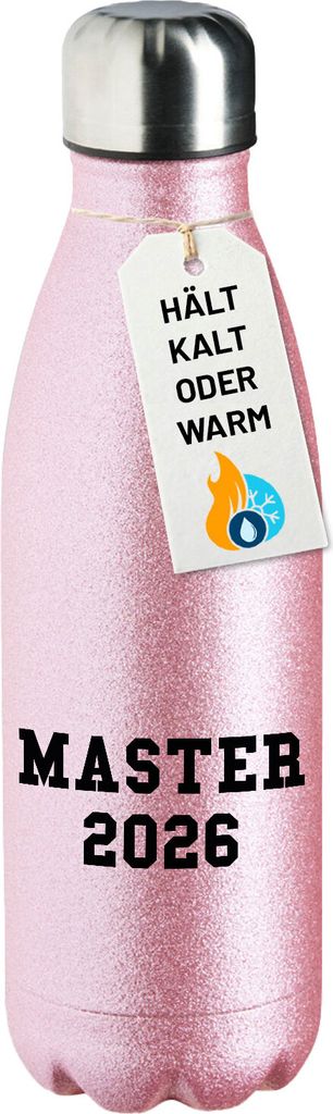 Huuraa Trinkflasche Master 2026 Abschluss 500ml Pink Edelstahl Wasserflasche Trinkflasche Geschenkidee