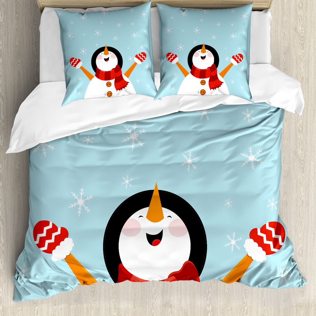 ABAKUHAUS Weihnachten Bettbezug, Santa Schneeflocken Joy, Milbensicher Allergiker geeignet mit Kissenbezügen, 155 cm x 220 cm - 80 x 80 cm, Mehrfa...