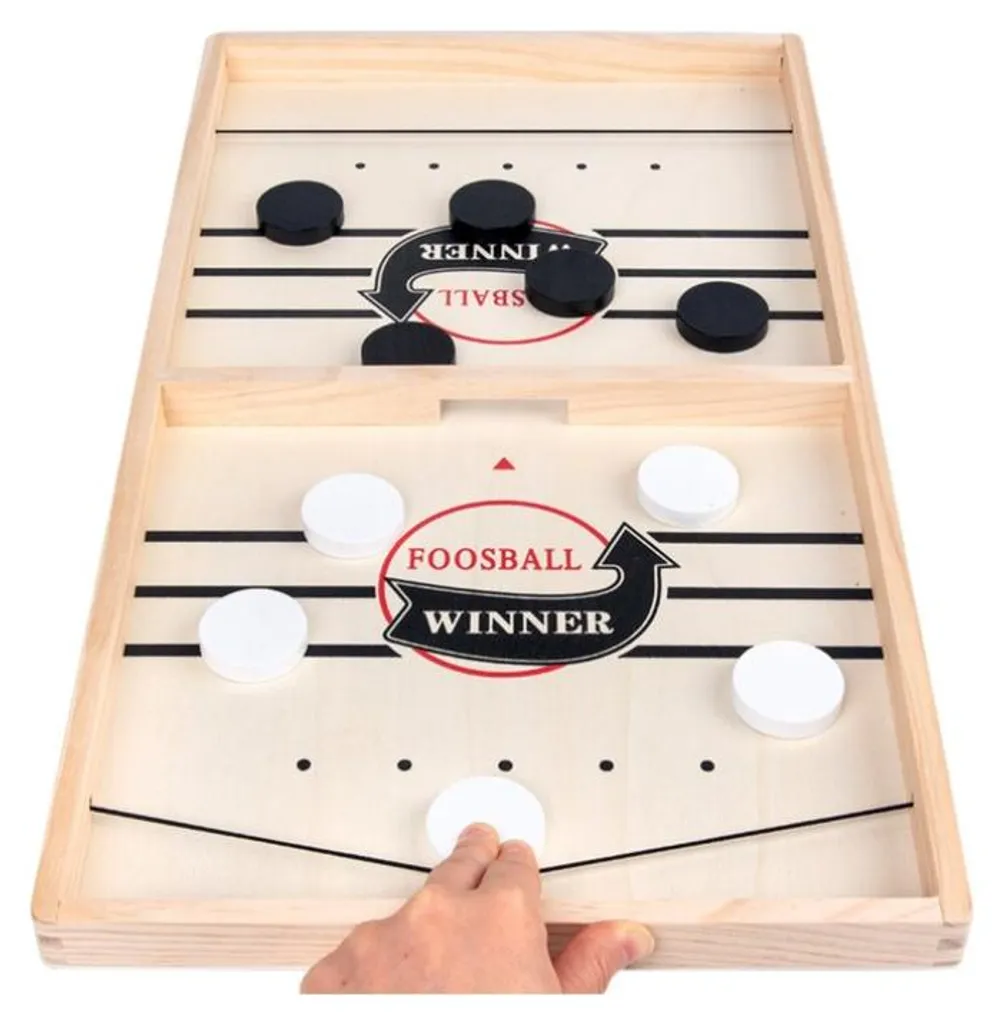 Jeu de Hockey de Table 36cm en Bois Naturel avec Système de Catapulte - 3