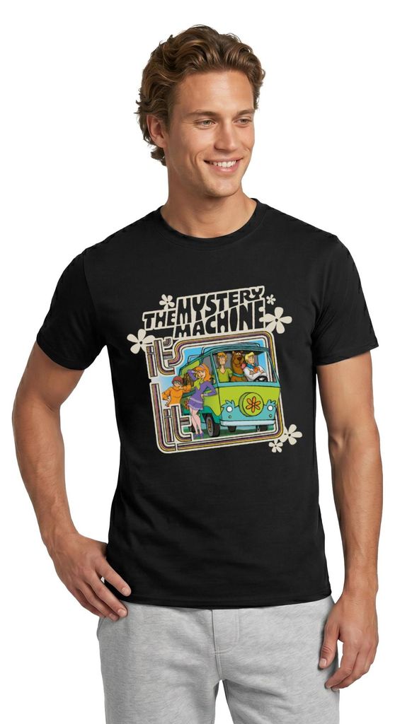 Spreadshirt Scooby-Doo The Mystery Machine Groovy Gang Männer T-Shirt, L, Schwarz
