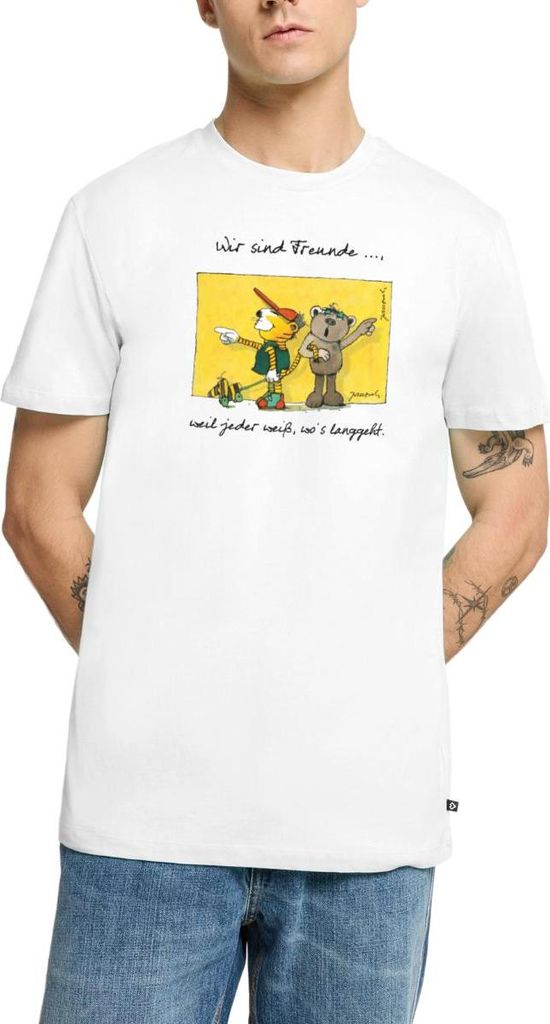 Spreadshirt Janosch Bär Tiger Tigerente Wir Sind Freunde Männer Premium T-Shirt, 3XL, Weiß