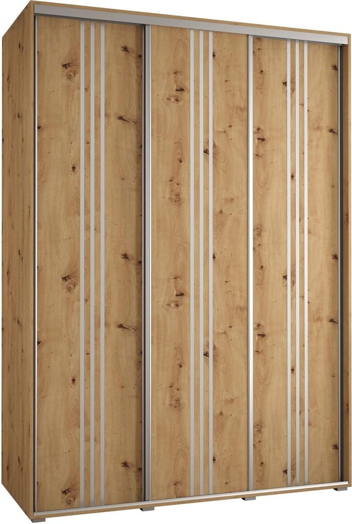 MEBLE KRYSPOL Cannes 6 Schrank mit 3 Schiebetüren - 205,2x170x60 cm - Artisan Artisan Silber