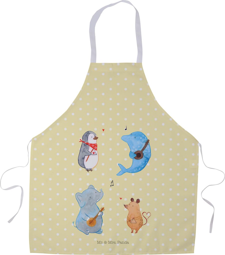Mr. & Mrs. Panda Kellnerschürze Big Band - Gelb Pastell - Geschenk, Arbeitsschürze, Küchenschürze, Elefant, Küchenzubehör, Schürze, Pinguin,...