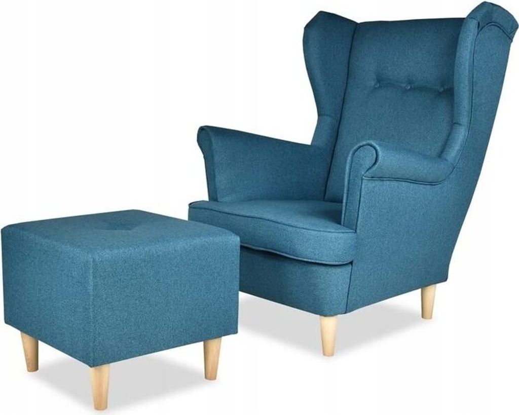 Family Meble Ohrensessel mit Hocker Ari Relaxsessel Skandinavisch Loungesessel Fernsehsessel Für Wohnzimmer Esszimmer Schlafzimmer Büro (TW 1068)