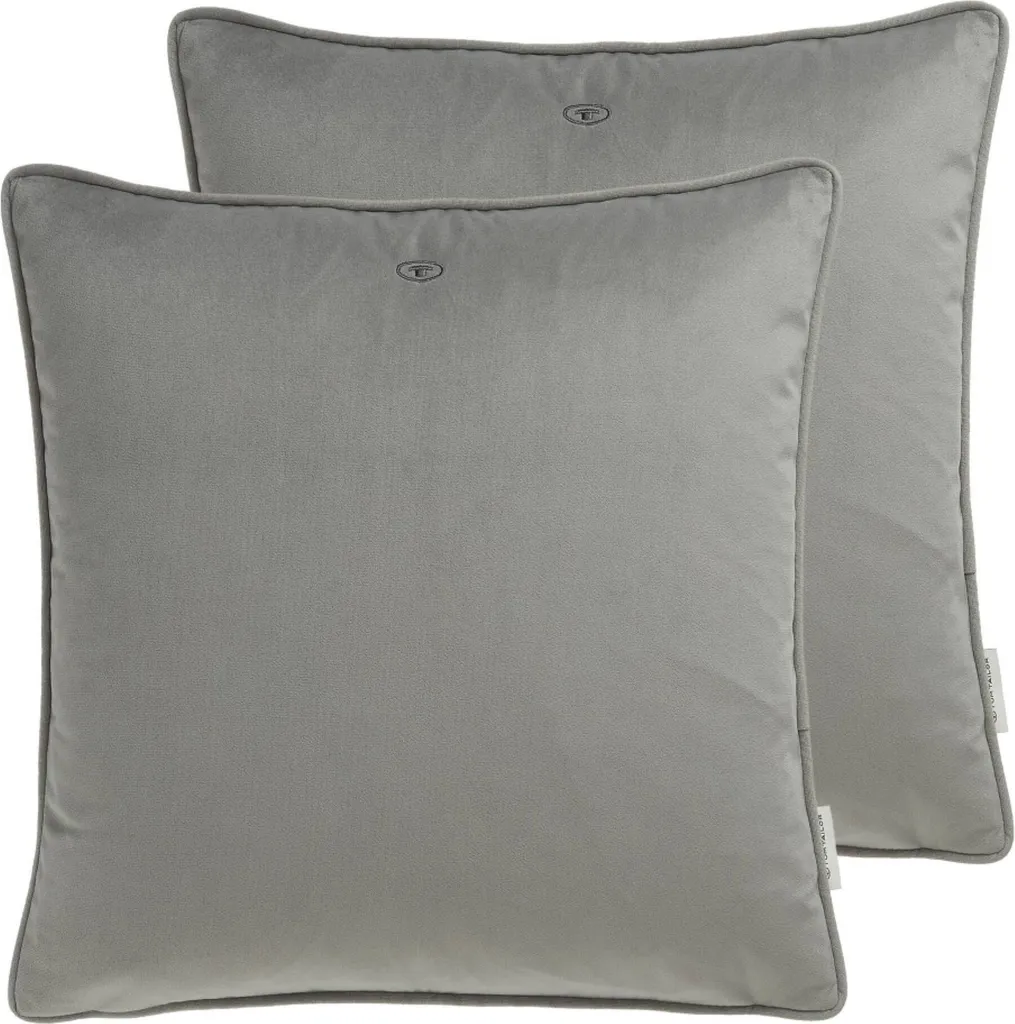 Décoration salon : lot 2 housses coussin gris 45x45 cm TOM TAILOR Velvet