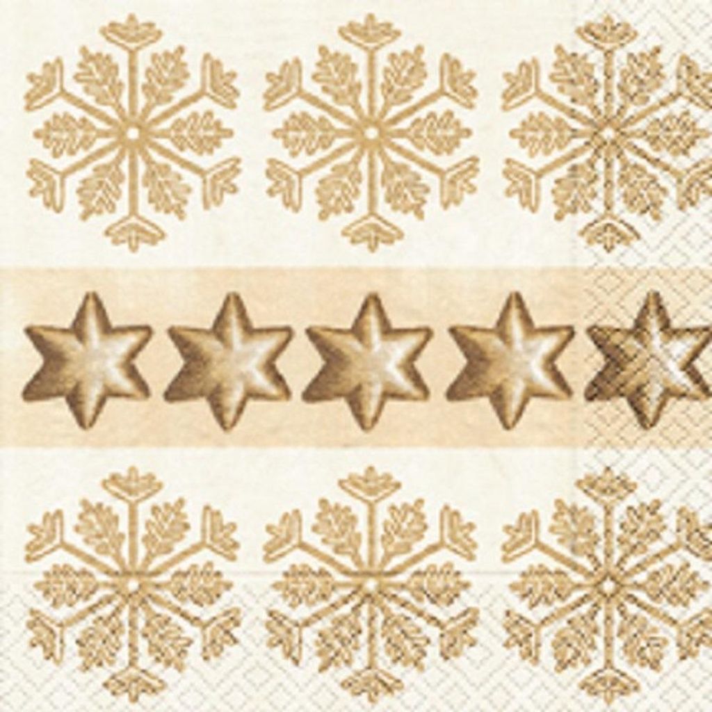 20 LUNCH SERVIETTEN 33x33cm Sterne in gold. STARS IN A ROW GOLD