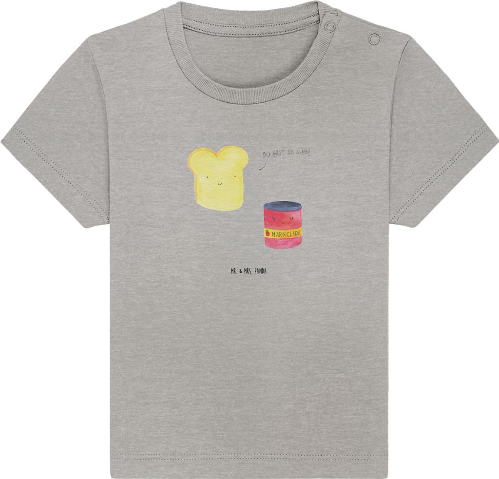 Mr. & Mrs. Panda T-Shirt Toast Marmelade 6. - 12. Monat - Heather Grey - Geschenk, Lustige Sprüche, Babyshirt, Baby Kurzarmshirt, Toastbrot, Öko,...