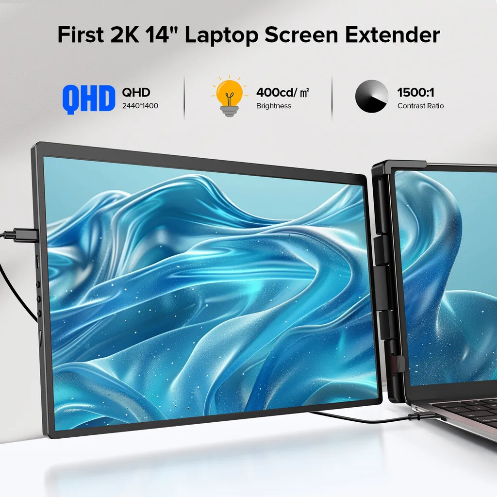 Écran portable pour télétravail 14" - Double écran IPS 2K USB-C Multi - 2