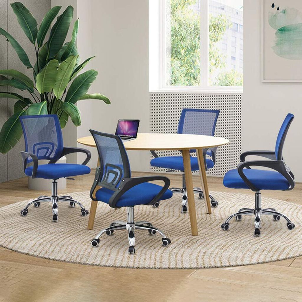 CLIPOP Bürostuhl Ergonomisch Drehstuhl aus Mesh, höhenverstellbar mit Netzbespannung, Wippfunktion, Blau