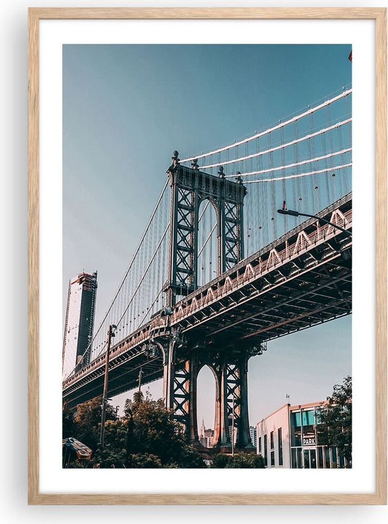 Gerahmtes Poster - Rahmen in heller Eiche - Manhattan Produktbild 