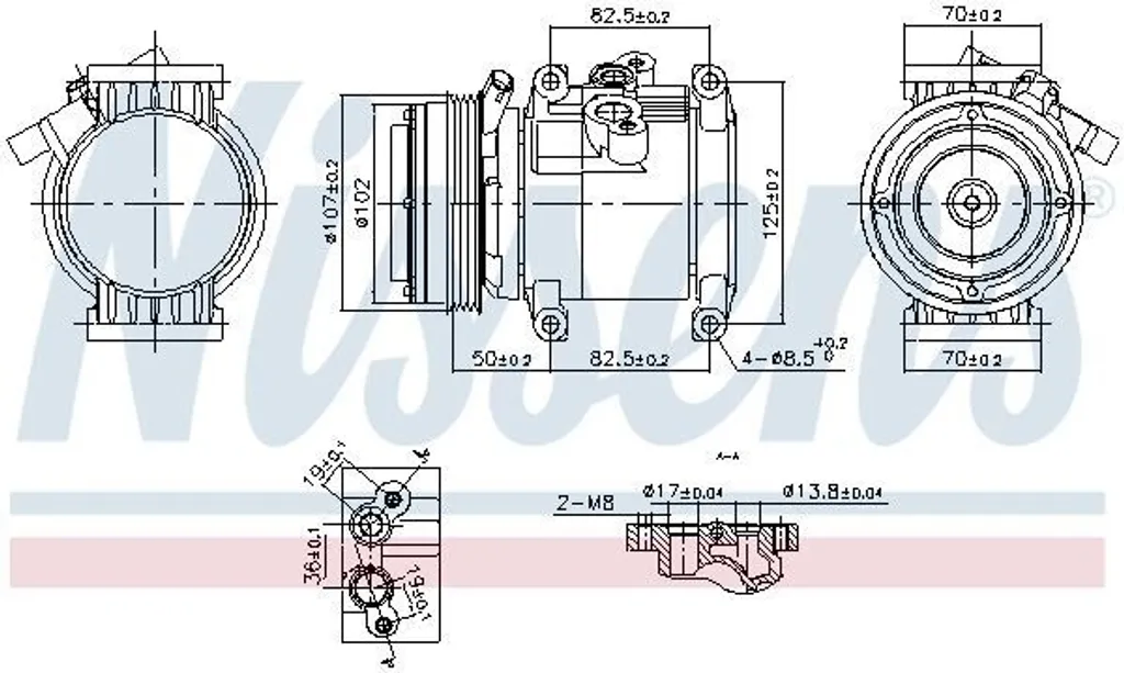 Compresseur de Clim Nissens 891011 pour Chevrolet Spark M300 PAG 46 YF