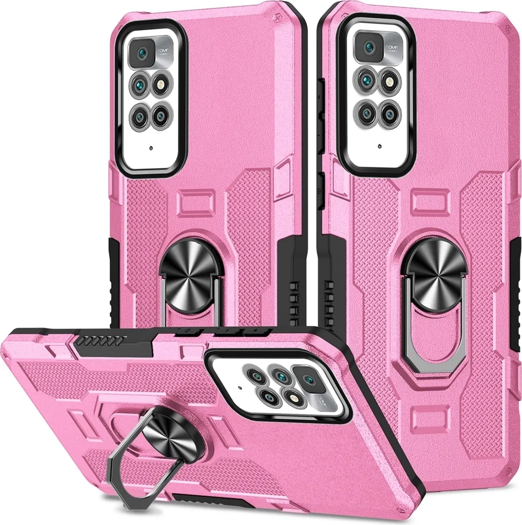 Cover Redmi 10 Rosa con Anello: Custodia Antiurto Doppio Strato Robusta