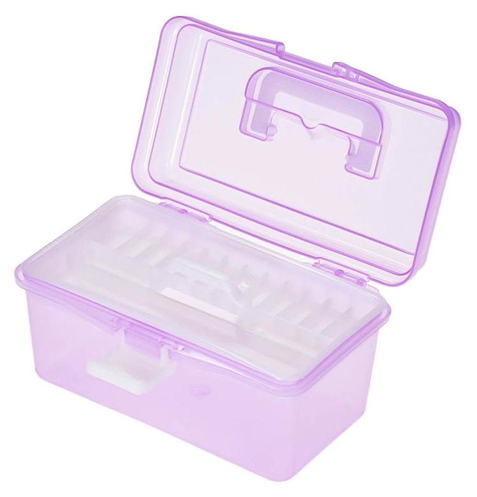 Transparente Kunststoffbox für Aquarell- und Ölgemäldezubehör, tragbarer Mehrzweckkoffer für Künstler und Studenten, Violett