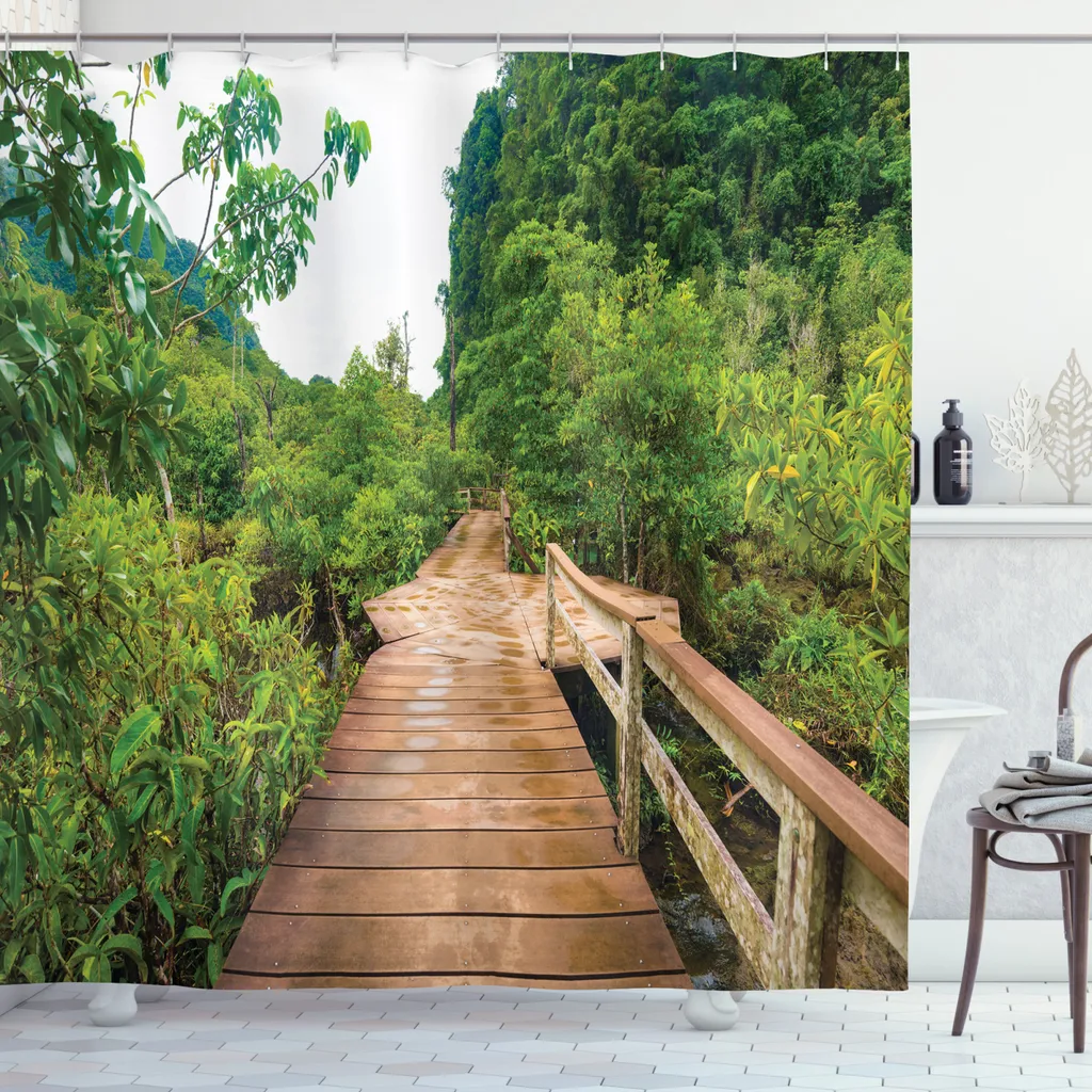 Tenda Doccia Lavabile 175x200 cm ABAKUHAUS - Foresta Antimuffa