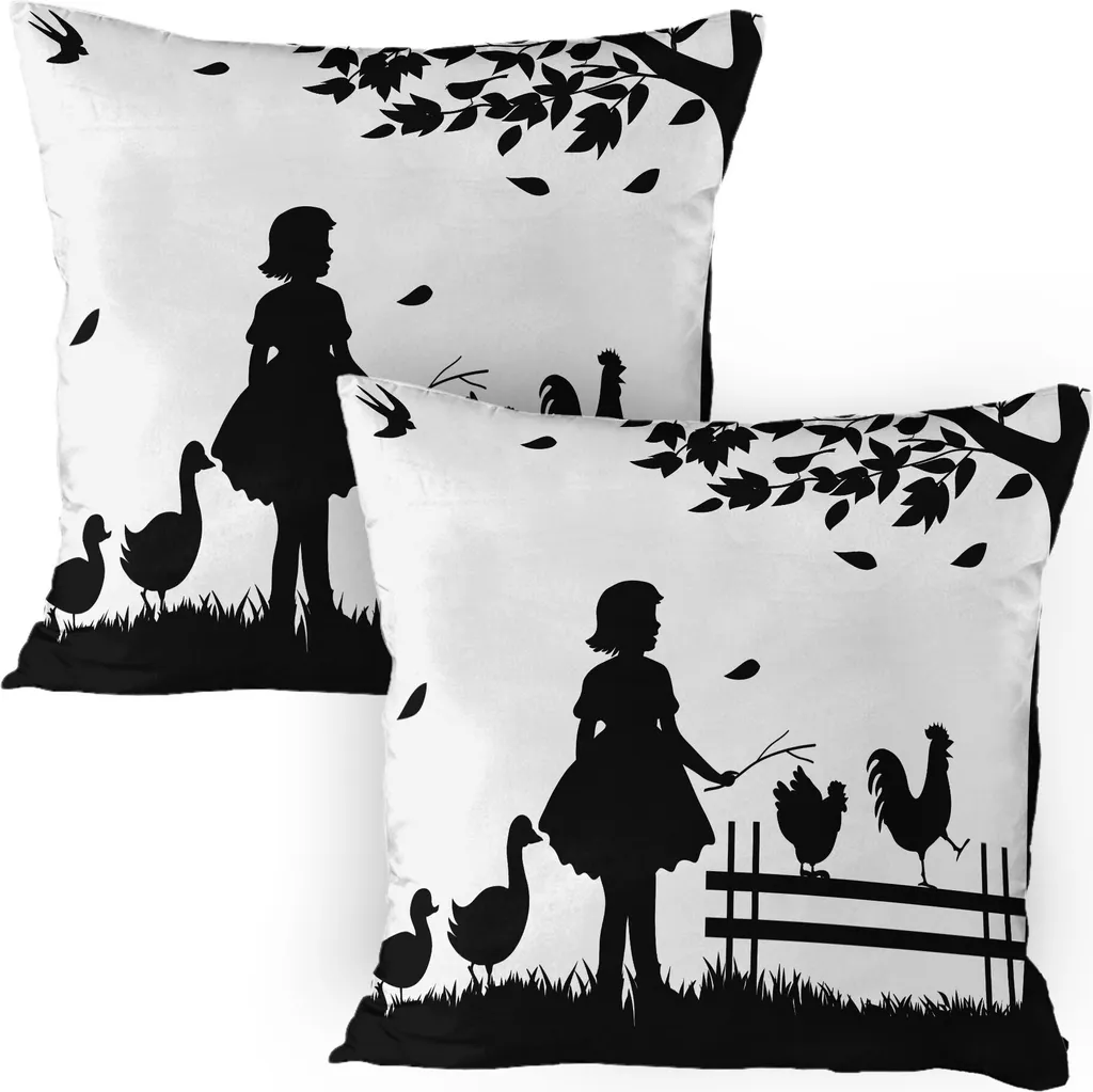 Fodere Cuscino Decorativo 80x80 ABAKUHAUS Bambina con Oca 2 Unità