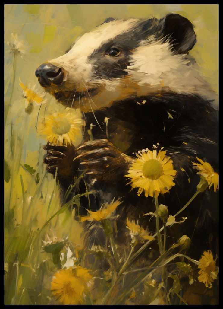 Plakat 50x70cm Wiese in den Augen eines Dachses