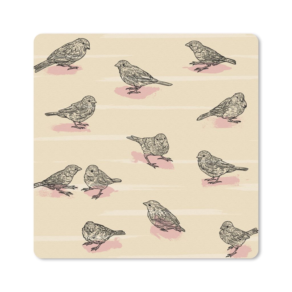 MuchoWow Mauspad Mousepad Vogel - Spatz - Muster 20x20 cm - Mousepads - Maus Mat - Pad - Mausunterlage - Desk Mat - Bureauartikeln