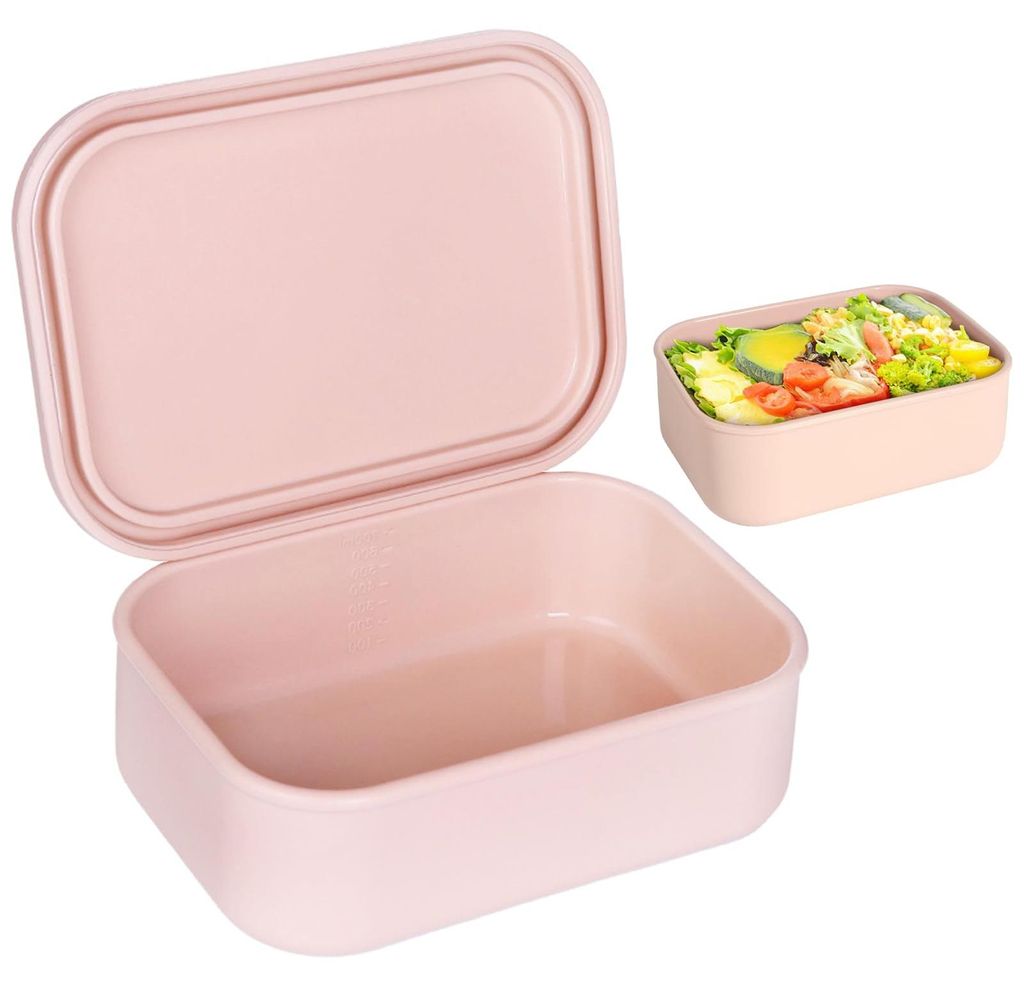 Unzerbrechliche und auslaufsichere Lunchbox aus rosa Silikon mit 700 ml Fassungsvermögen, hitze- und kältebeständig, geeignet zur Aufbewahrung v...