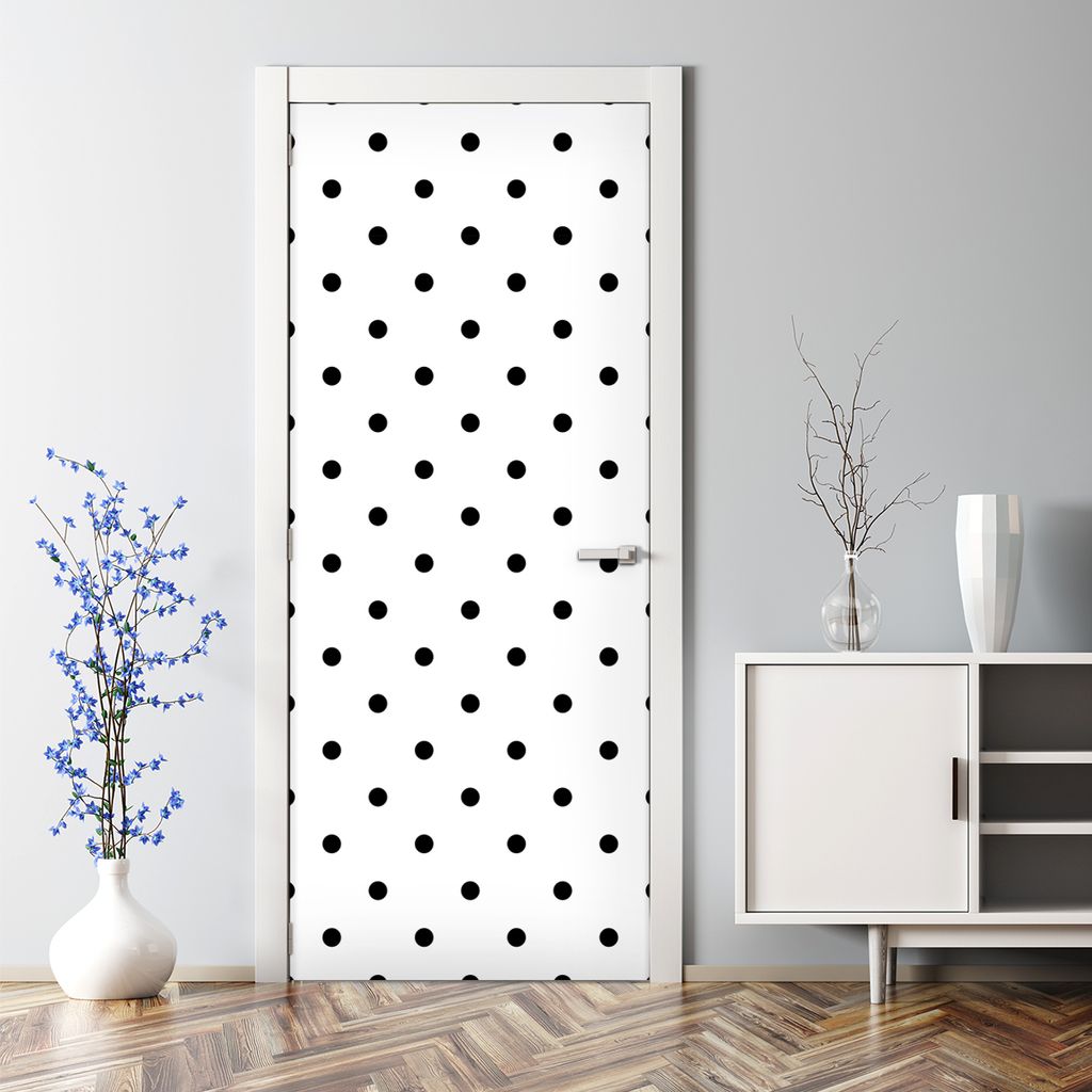 Dekorative Türtato Wandtattoo selbstklebend Klebefolie Türposter Punktmuster Schwarz-Weiß 85 x 200 cm