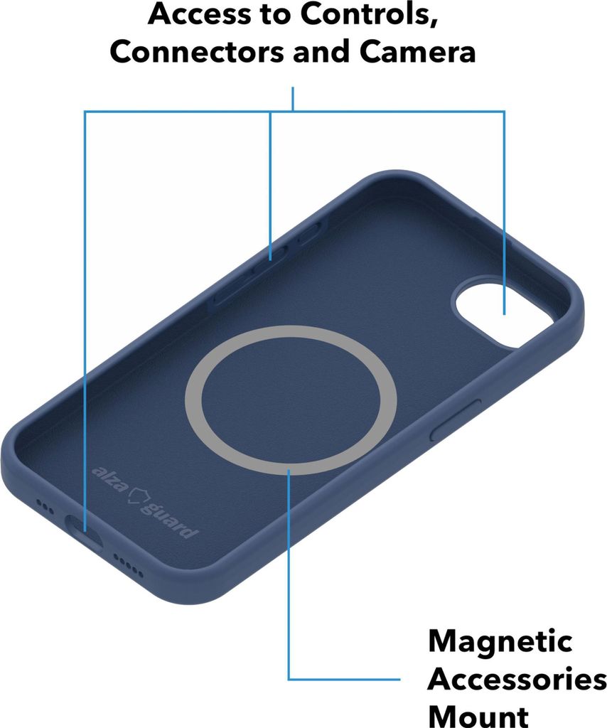 AlzaGuard Silikonhülle Kompatibel mit Magsafe pro iPhone 16e modrý