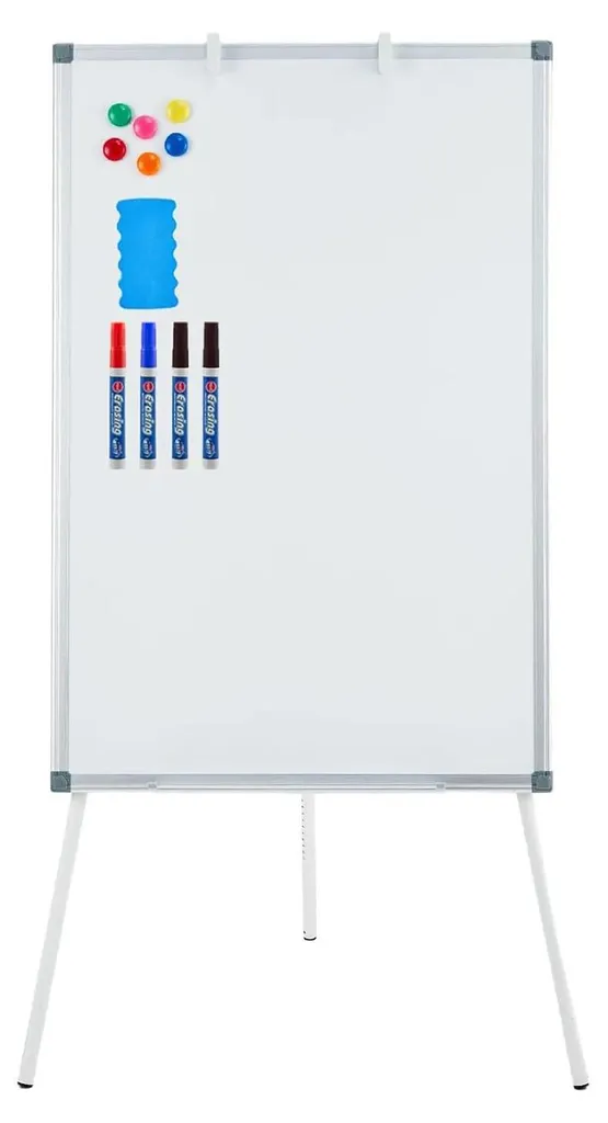 Paperboard magnétique effaçable à sec avec trépied télescopique blanc