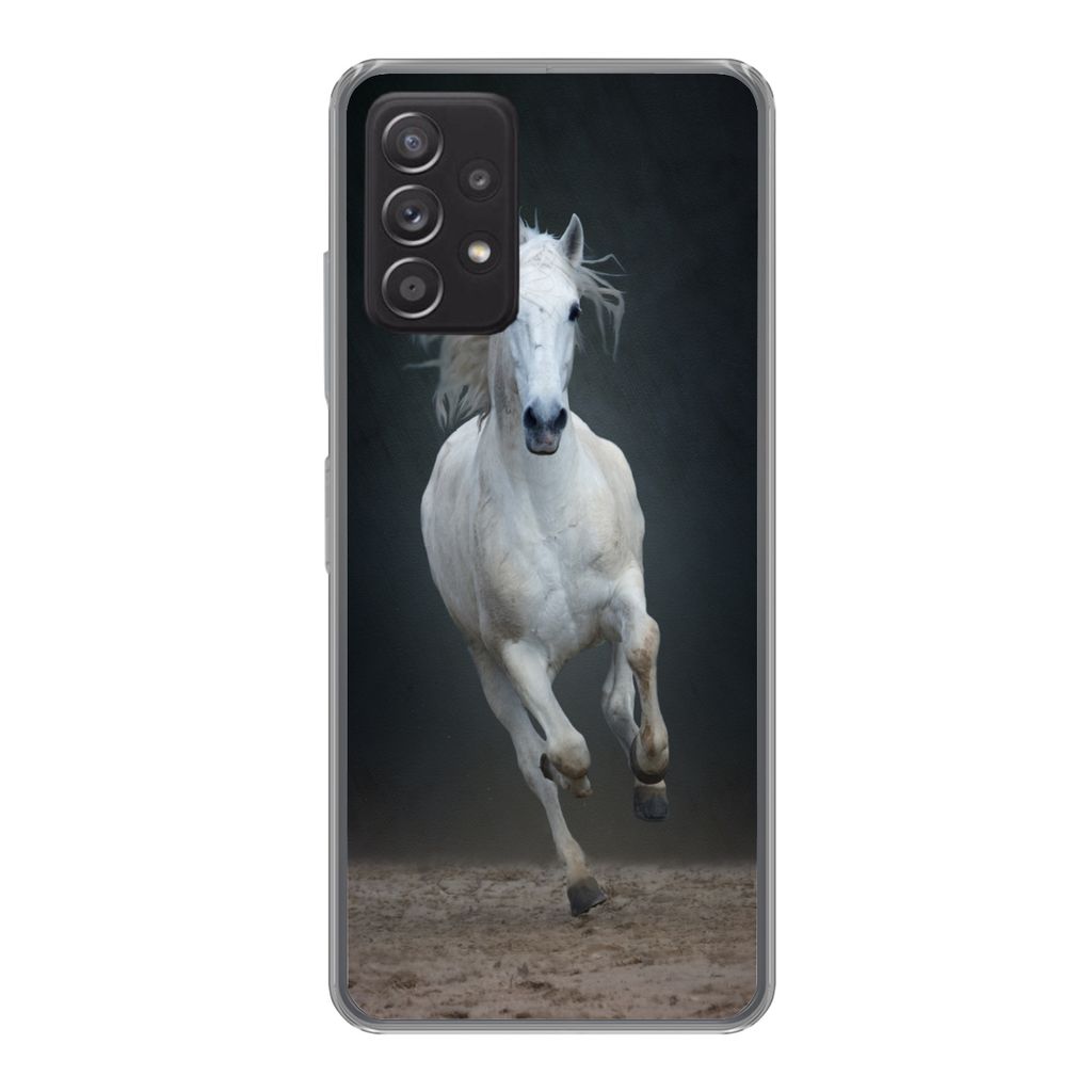MuchoWow Handyhülle Schutzhülle Hülle für Samsung galaxy a73 Pferd - Pilz - Sand Silikon Softcase Handy Hülle - Handyhülle