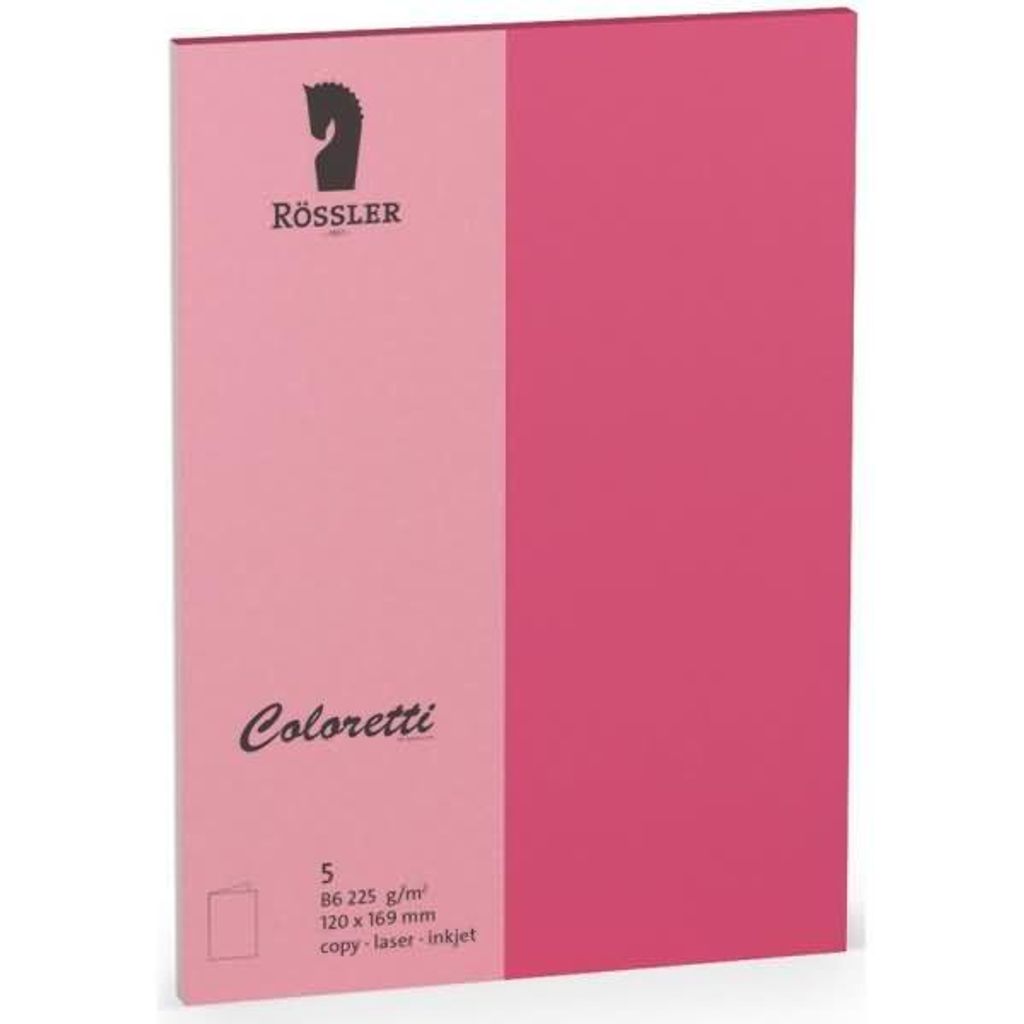 Rössler Papier 220719554 Coloretti Doppelkarte - B6 hoch, 5 Stück, pink