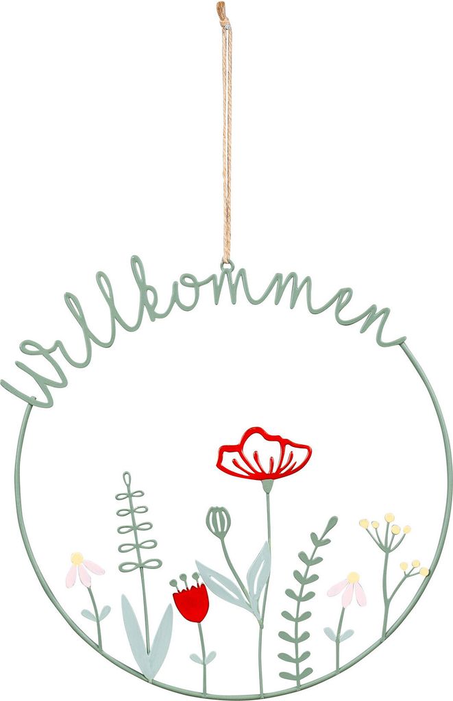 Willkommen Schild Ø30cm Türkranz Frühling Grün Wiese Produktbild 